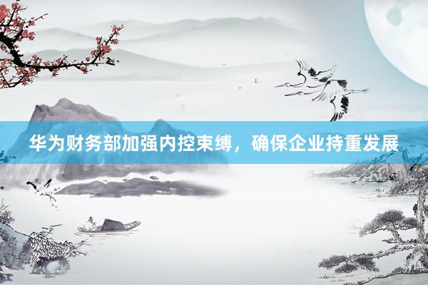 华为财务部加强内控束缚，确保企业持重发展